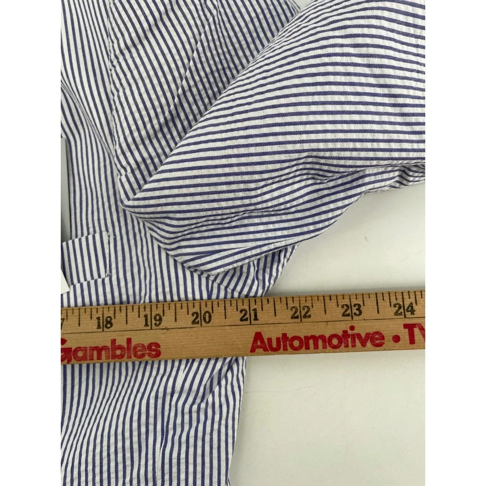 EDGE by WD NY Seersucker Blazer Sport Coat‎ Mens Large Blue White Slim Fit